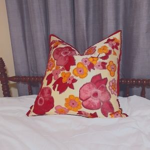 CCompany 100% Silk Embroidered Floral Pillow Cover